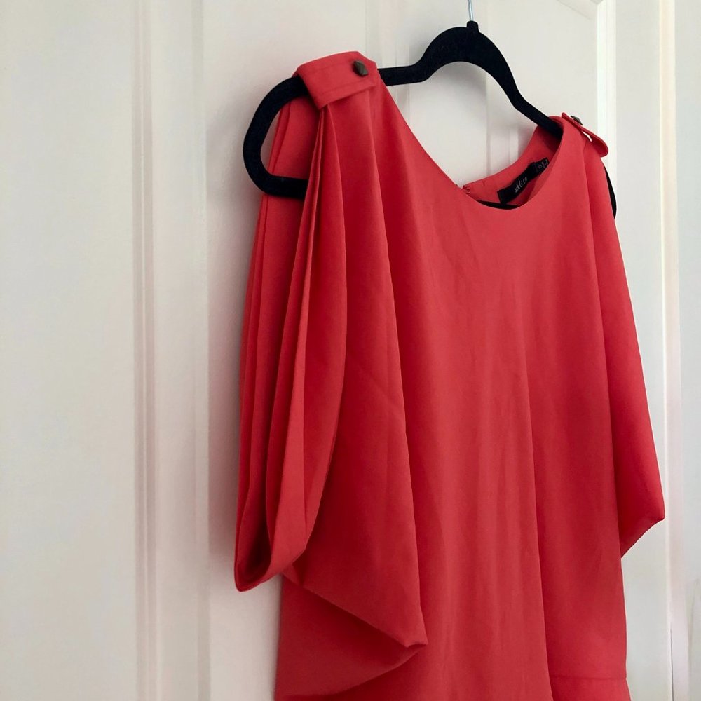 Arc & Co Coral Cold Shoulder Open Back Top
